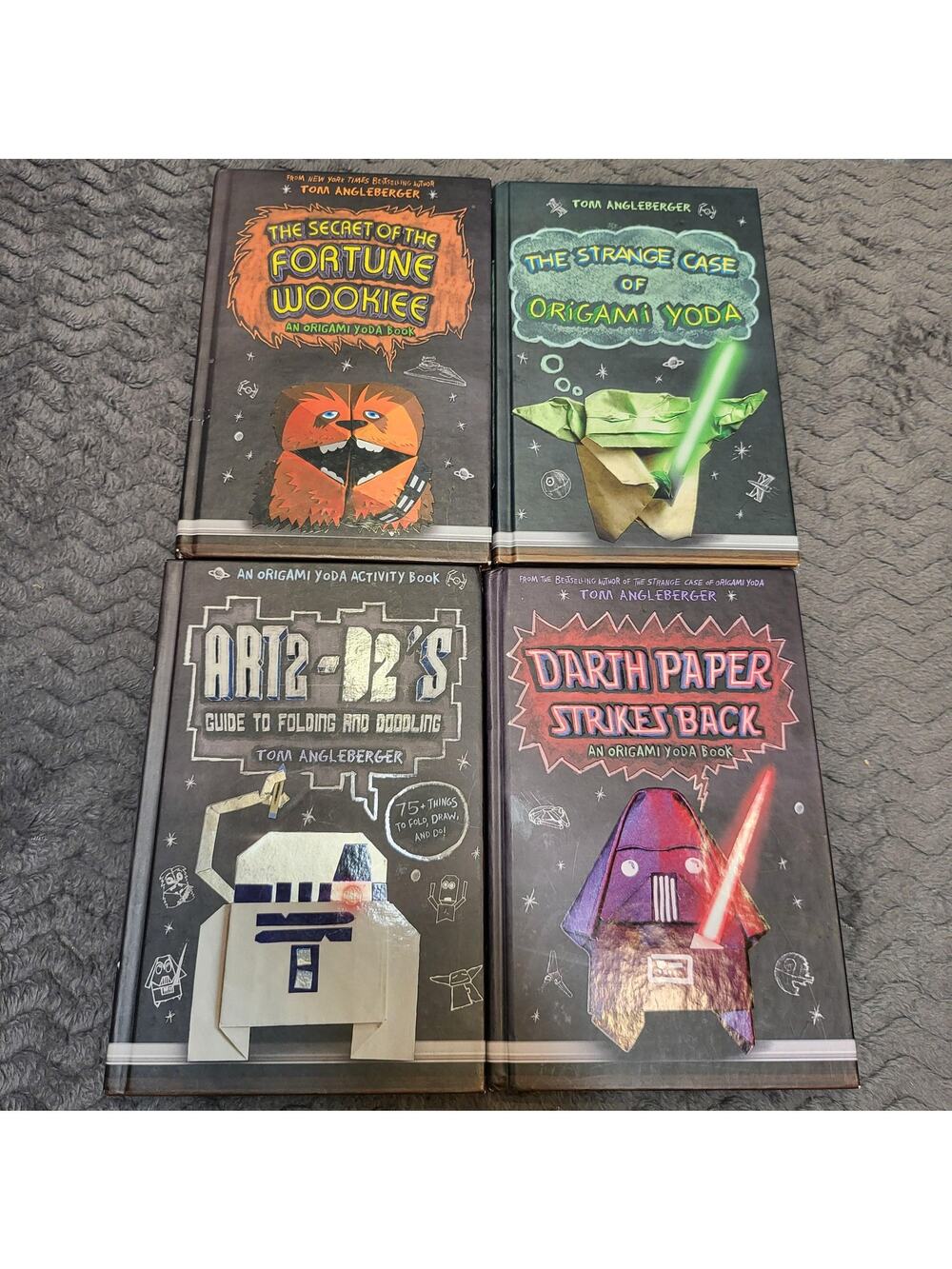 Tom Angleberger Origami Yoda 4-Book Hardcover Set Amulet Books Black Illustrated